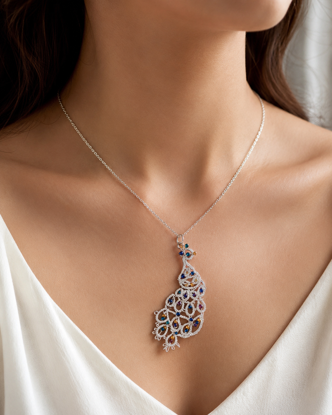 COLLANA CON CIONDOLO PAVONE - immagine 2